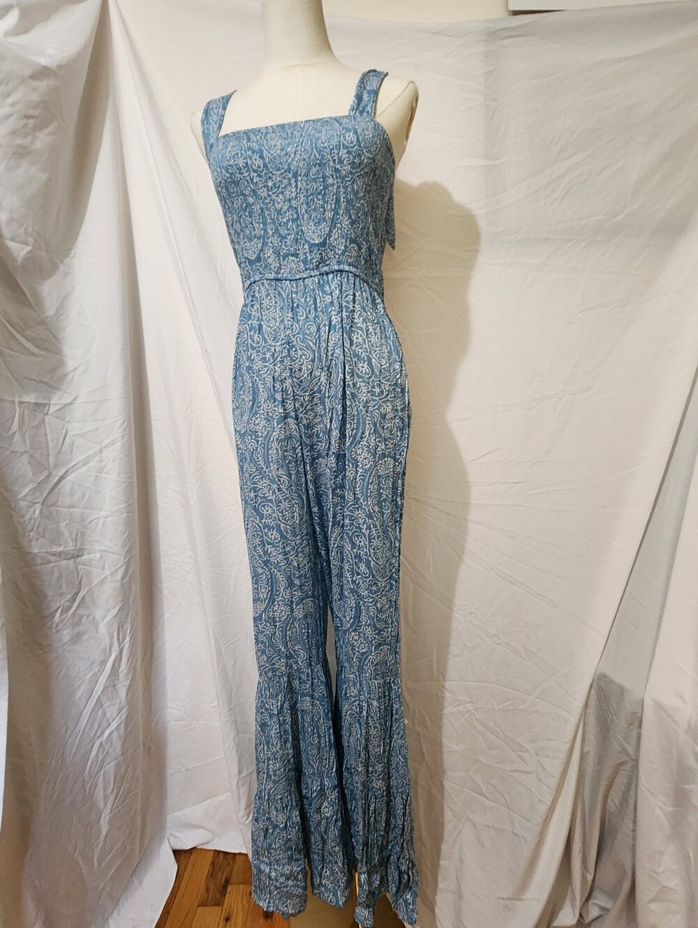 Blue Paisley Wide-Leg Jumpsuit